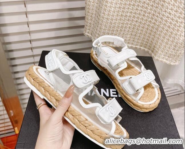 Grade Quality Chanel Mesh Strap Sandals G38945 White 042173