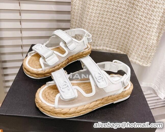 Grade Quality Chanel Mesh Strap Sandals G38945 White 042173