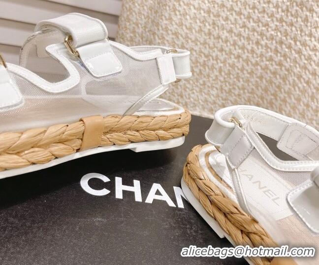 Grade Quality Chanel Mesh Strap Sandals G38945 White 042173