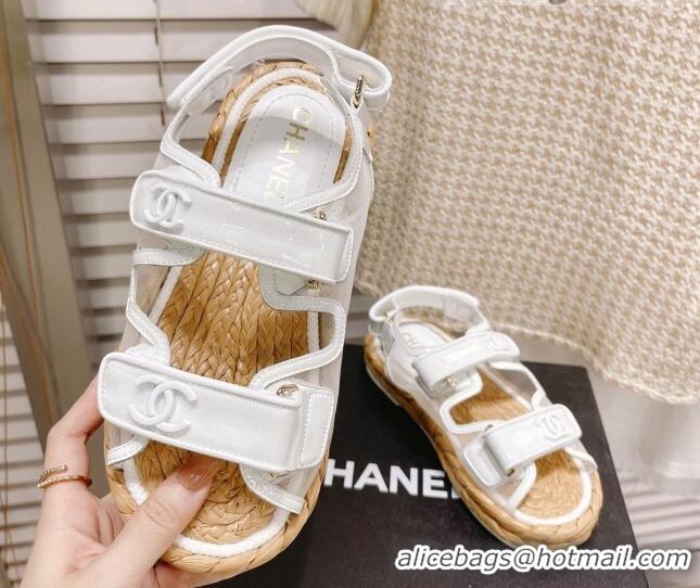 Grade Quality Chanel Mesh Strap Sandals G38945 White 042173