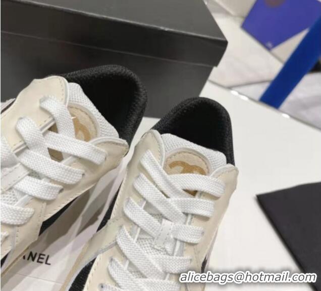 Pretty Style Chanel Calfskin, Mesh & Suede Sneakers G39066 White/Black/Beige 042186