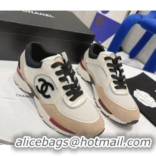 Purchase Chanel Calfskin, Mesh & Suede Sneakers G39066 White/Brown 042187