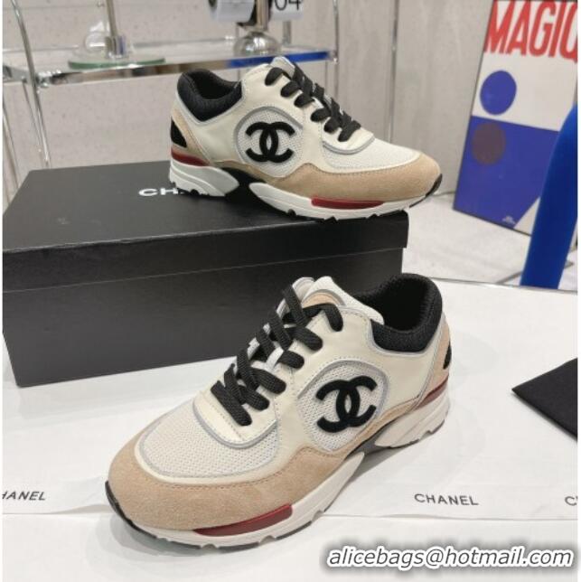 Purchase Chanel Calfskin, Mesh & Suede Sneakers G39066 White/Brown 042187