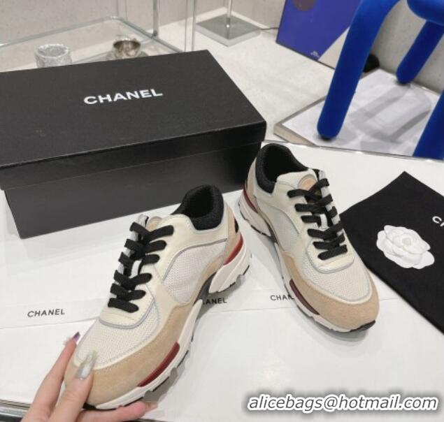 Purchase Chanel Calfskin, Mesh & Suede Sneakers G39066 White/Brown 042187