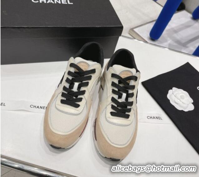 Purchase Chanel Calfskin, Mesh & Suede Sneakers G39066 White/Brown 042187