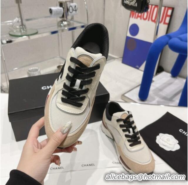 Purchase Chanel Calfskin, Mesh & Suede Sneakers G39066 White/Brown 042187