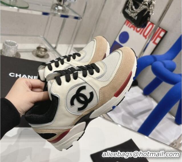 Purchase Chanel Calfskin, Mesh & Suede Sneakers G39066 White/Brown 042187