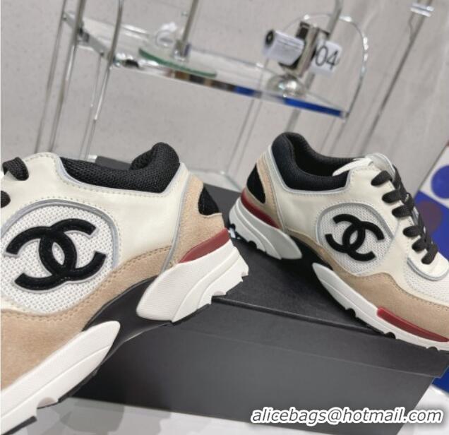 Purchase Chanel Calfskin, Mesh & Suede Sneakers G39066 White/Brown 042187