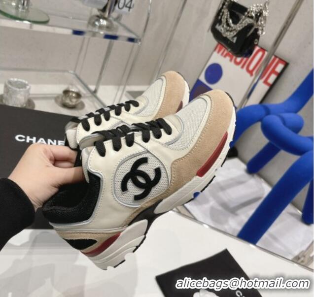 Purchase Chanel Calfskin, Mesh & Suede Sneakers G39066 White/Brown 042187