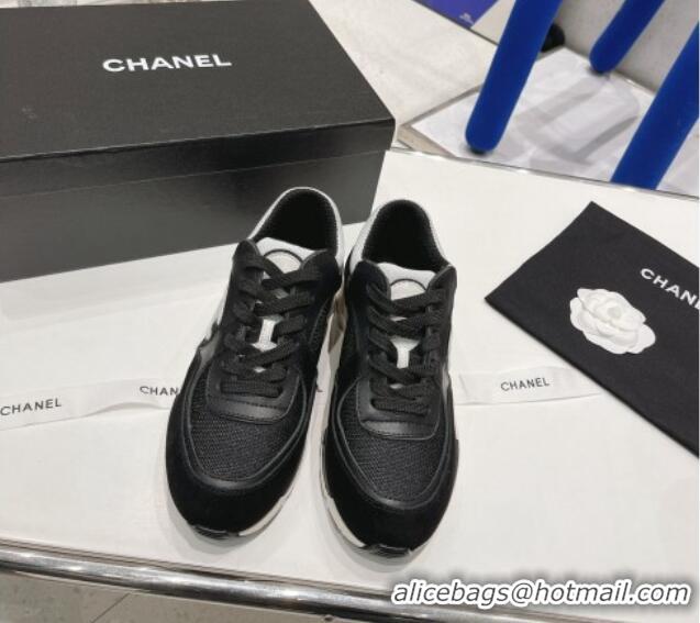 Discount Chanel Calfskin, Mesh & Suede Sneakers G39066 Black 02 042188