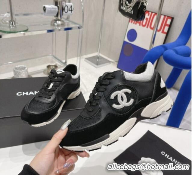 Discount Chanel Calfskin, Mesh & Suede Sneakers G39066 Black 02 042188