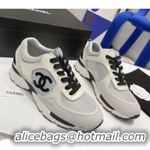 Best Product Chanel Calfskin, Mesh & Suede Sneakers G39066 White/Black/Gray 042190