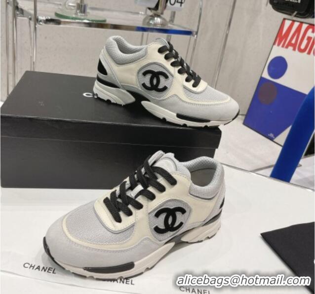 Best Product Chanel Calfskin, Mesh & Suede Sneakers G39066 White/Black/Gray 042190