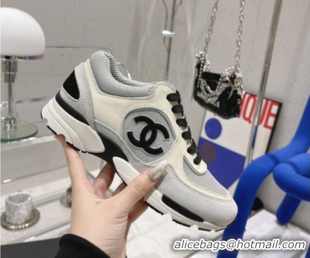 Best Product Chanel Calfskin, Mesh & Suede Sneakers G39066 White/Black/Gray 042190