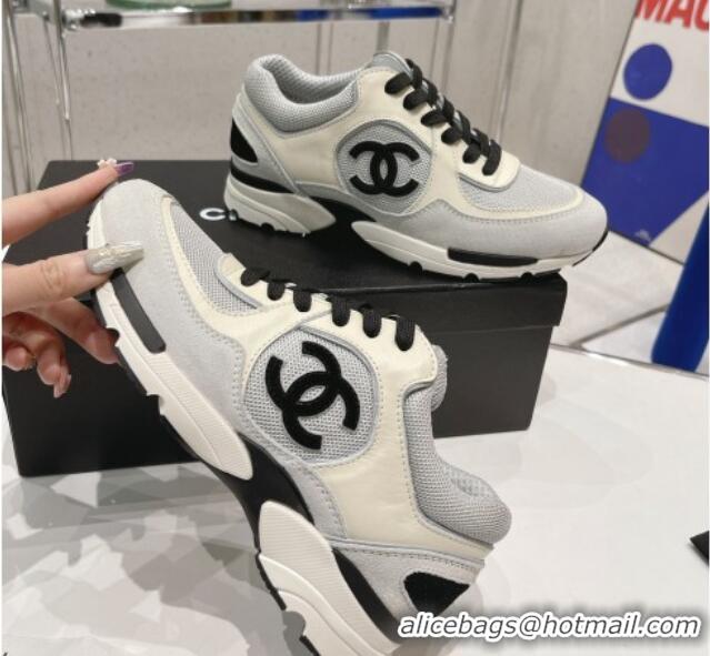 Best Product Chanel Calfskin, Mesh & Suede Sneakers G39066 White/Black/Gray 042190