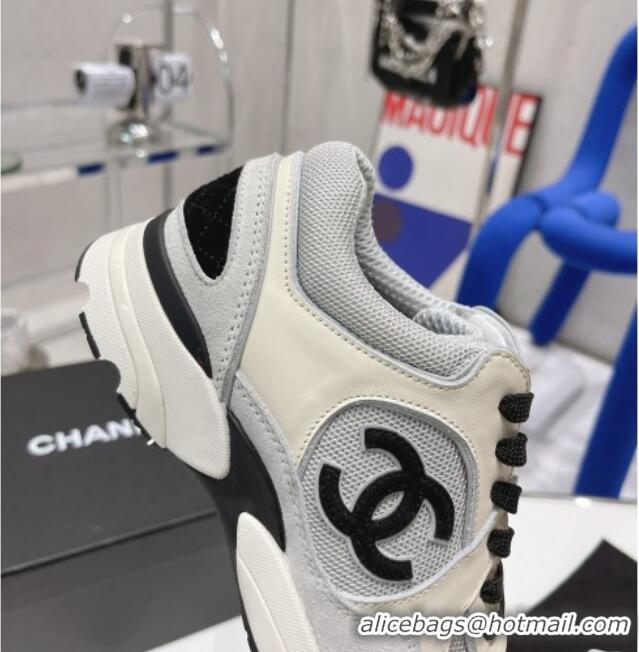 Best Product Chanel Calfskin, Mesh & Suede Sneakers G39066 White/Black/Gray 042190