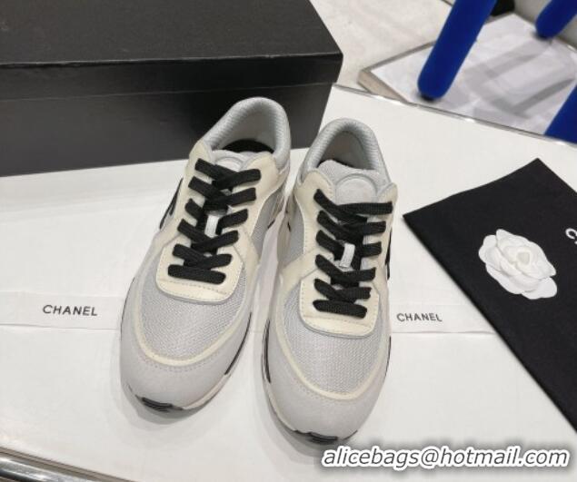 Best Product Chanel Calfskin, Mesh & Suede Sneakers G39066 White/Black/Gray 042190