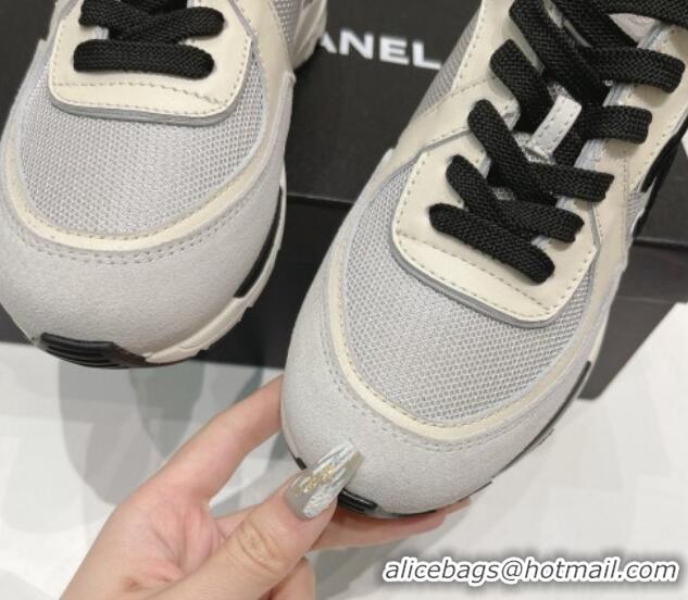 Best Product Chanel Calfskin, Mesh & Suede Sneakers G39066 White/Black/Gray 042190