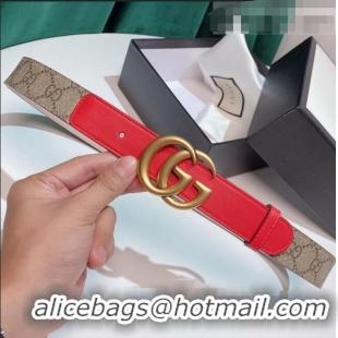 Low Cost Gucci GG Belt 30mm with Double G Buckle 625839 Red