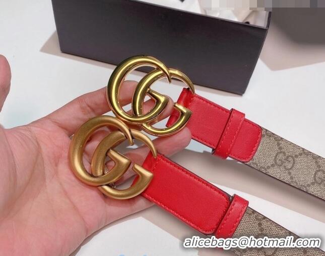 Low Cost Gucci GG Belt 30mm with Double G Buckle 625839 Red