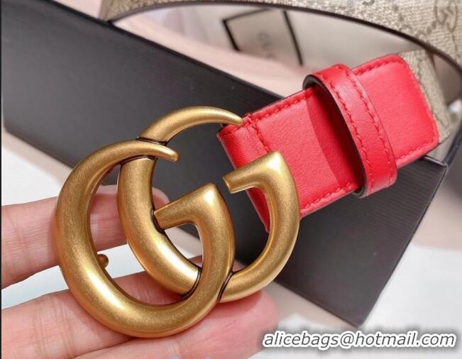 Low Cost Gucci GG Belt 30mm with Double G Buckle 625839 Red