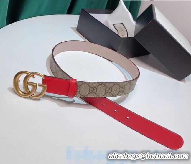 Low Cost Gucci GG Belt 30mm with Double G Buckle 625839 Red