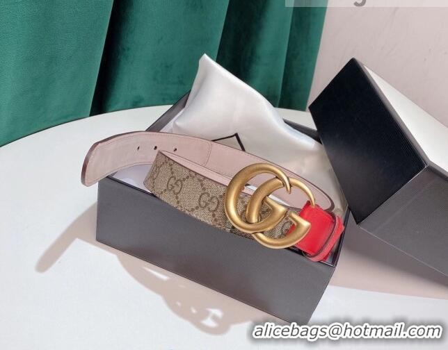 Low Cost Gucci GG Belt 30mm with Double G Buckle 625839 Red