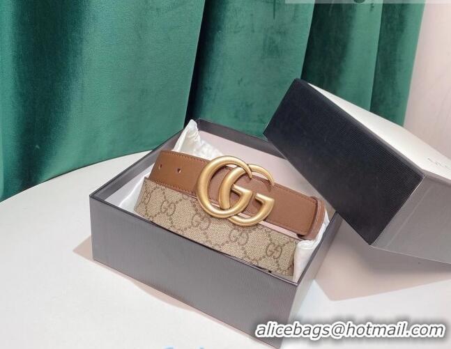 Luxurious Grade Gucci GG Belt 30mm with Double G Buckle 625839 Brown