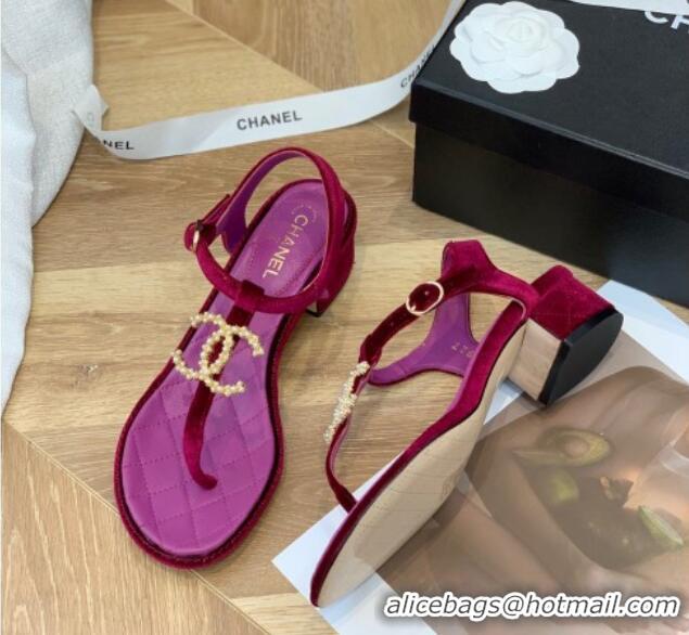 Crafted Chanel Leather CC Charm Flat Thong Sandals Purple 0421113