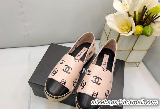 Grade Quality Chanel CC Printed Lambskin Espadrilles G38628 Light Pink 0421114