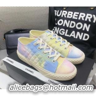 Luxurious Chanel Printed Fabric Low-top Sneakers G38280 Pink/Blue/White