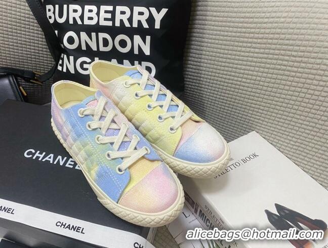 Luxurious Chanel Printed Fabric Low-top Sneakers G38280 Pink/Blue/White