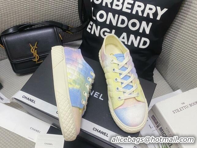 Luxurious Chanel Printed Fabric Low-top Sneakers G38280 Pink/Blue/White