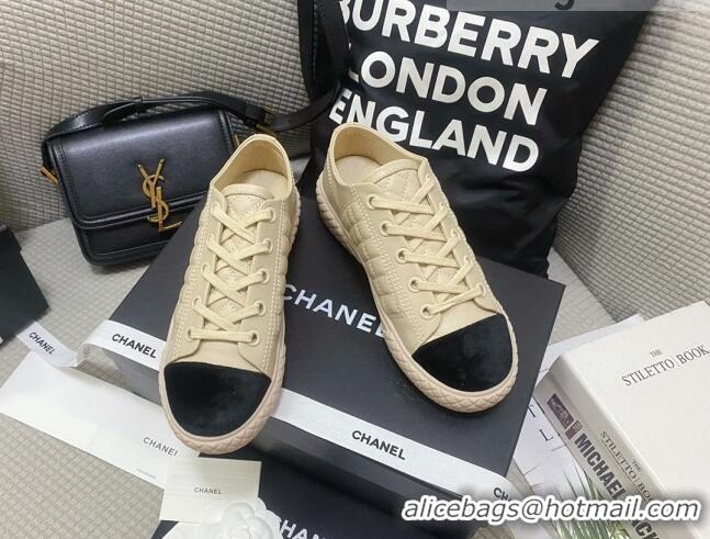 Unique Style Chanel Quilted Calfskin Low-top Sneakers G38280 Beige