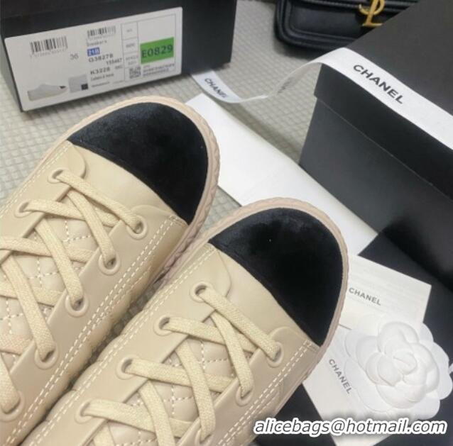 Unique Style Chanel Quilted Calfskin Low-top Sneakers G38280 Beige