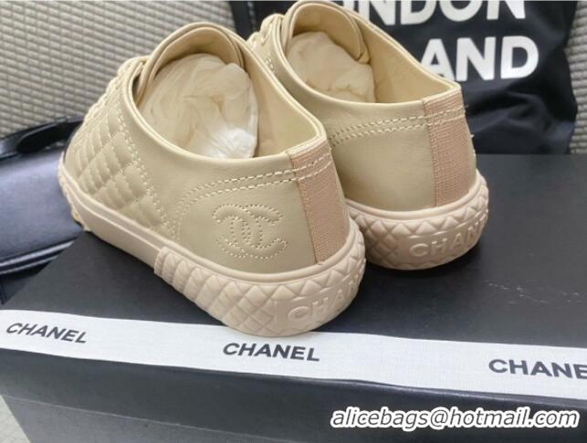 Unique Style Chanel Quilted Calfskin Low-top Sneakers G38280 Beige