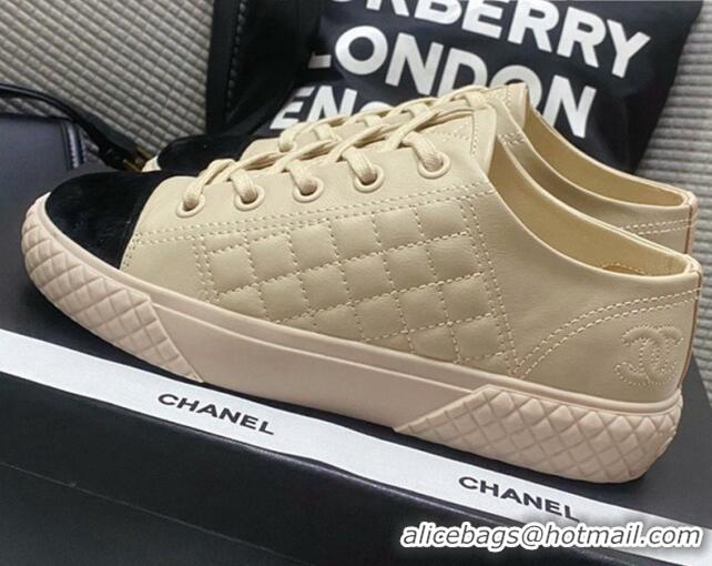 Unique Style Chanel Quilted Calfskin Low-top Sneakers G38280 Beige