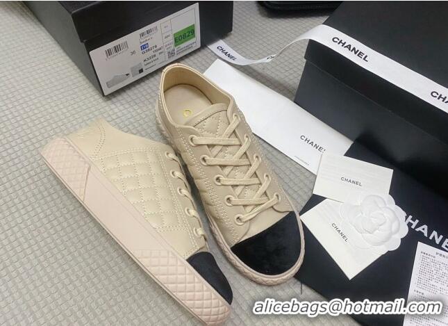 Unique Style Chanel Quilted Calfskin Low-top Sneakers G38280 Beige