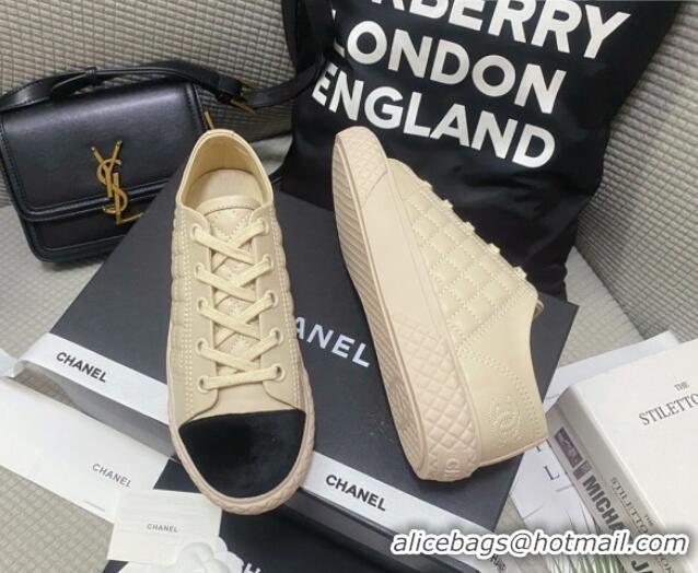 Unique Style Chanel Quilted Calfskin Low-top Sneakers G38280 Beige