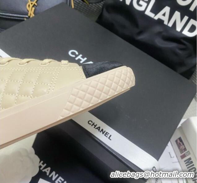 Unique Style Chanel Quilted Calfskin Low-top Sneakers G38280 Beige