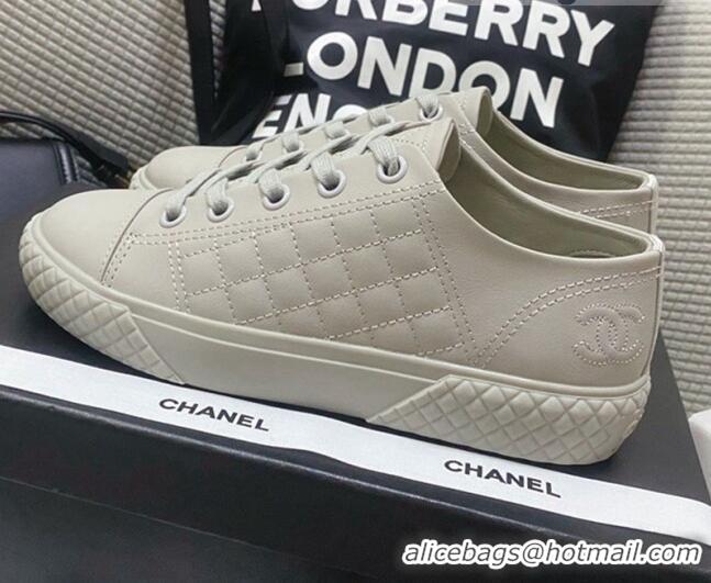 Good Quality Chanel Quilted Calfskin Low-top Sneakers G38280 Gray