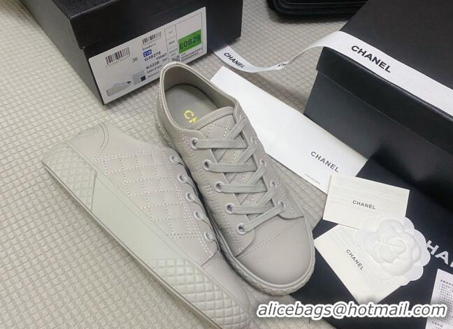 Good Quality Chanel Quilted Calfskin Low-top Sneakers G38280 Gray