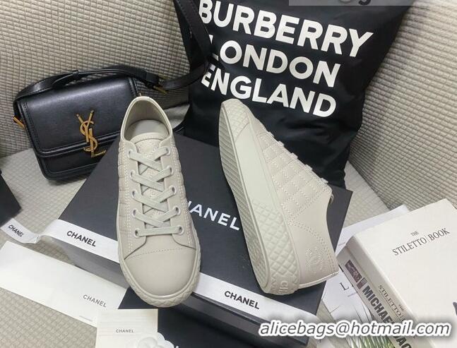 Good Quality Chanel Quilted Calfskin Low-top Sneakers G38280 Gray