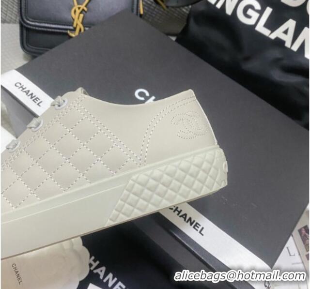 Good Quality Chanel Quilted Calfskin Low-top Sneakers G38280 Gray