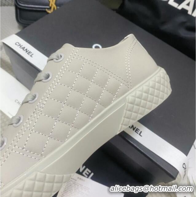 Good Quality Chanel Quilted Calfskin Low-top Sneakers G38280 Gray