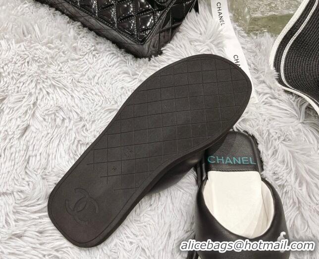 Good Product Chanel Lambskin Flat Thong Sandals Black 042698