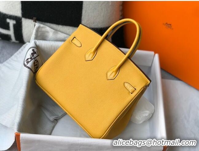 Well Crafted Hermes Touch Birkin Bag 25cm in Crocodile Embossed Leather and Togo Calfskin H25 Yellow/Gold