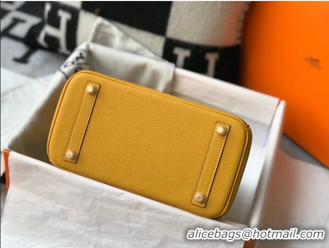 Well Crafted Hermes Touch Birkin Bag 25cm in Crocodile Embossed Leather and Togo Calfskin H25 Yellow/Gold