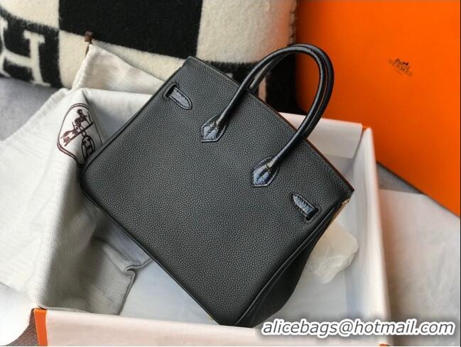 Famous Brand Hermes Touch Birkin Bag 25cm in Crocodile Embossed Leather and Togo Calfskin H25 Black/Gold