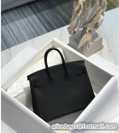 Inexpensive Hermes Birkin 25cm Bag in Togo Calfskin H25 Black/Silver